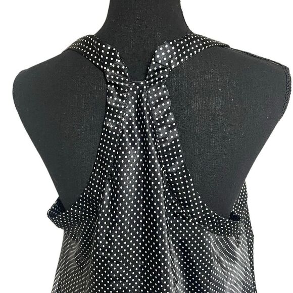 Lane Bryant Black and White Polka Dot Satin Cowl Drape Neck Cami L0497 - Picture 2 of 6